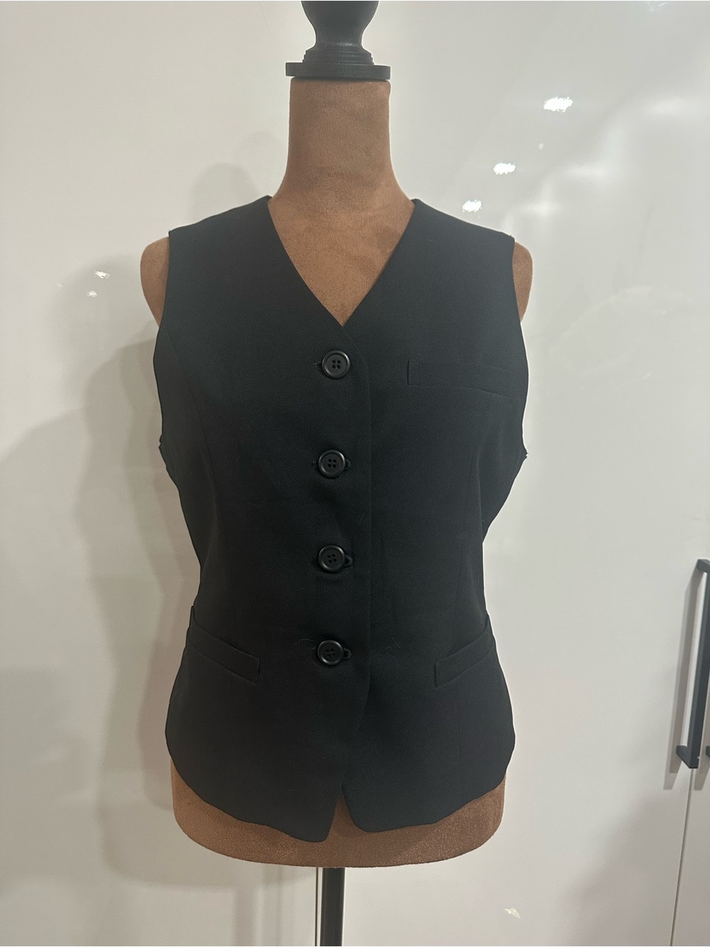 Vintage Japanese Black Tailored Waistcoat Vest Women’s Medium 9AR Minimalist